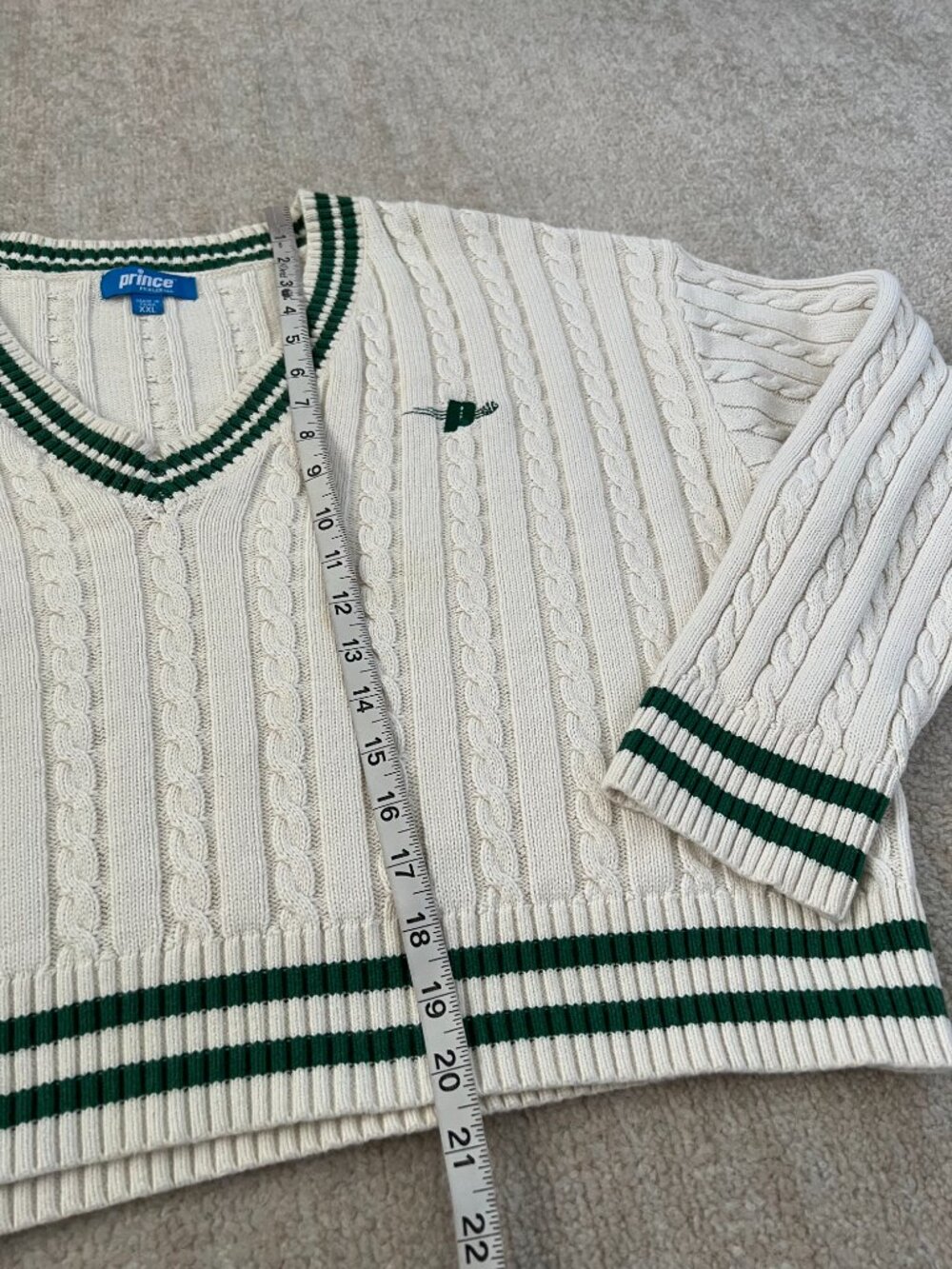 Prince Pickleball x Target Cable Knit V-Neck Sweater Crop Cream Green XXL Tennis - Picture 5 of 9